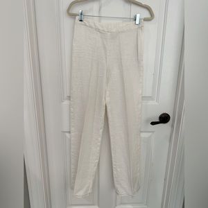 100% linen pants - straight leg - sit at the hip- side zip and button closure